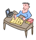 AIU hand-drawn learner at a desk